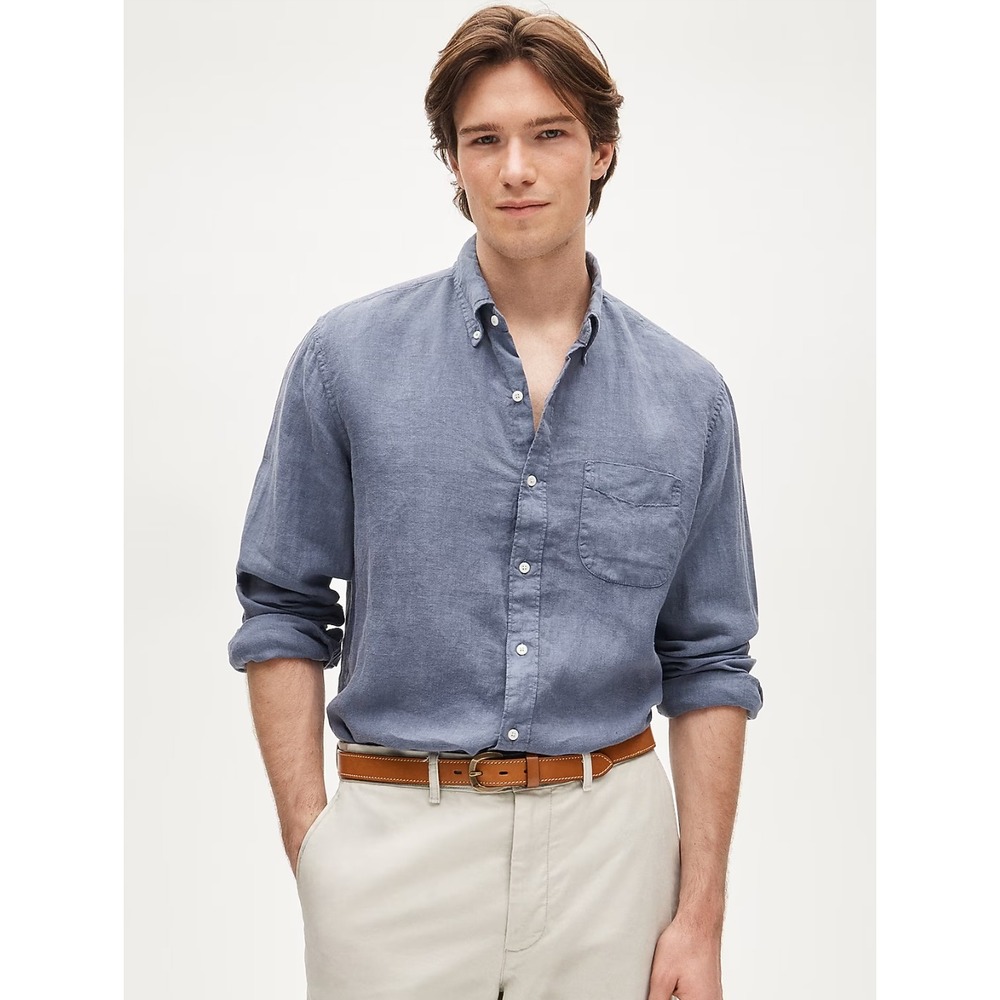 J.Crew | Baird McNutt Irish Linen Shirt in Faded Indigo Blue | Sz XL